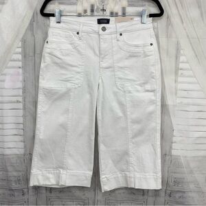 NYDJ Size 4P Optic White Wide Leg Pedal Pusher Optic White Jeans Capri Denim NEW